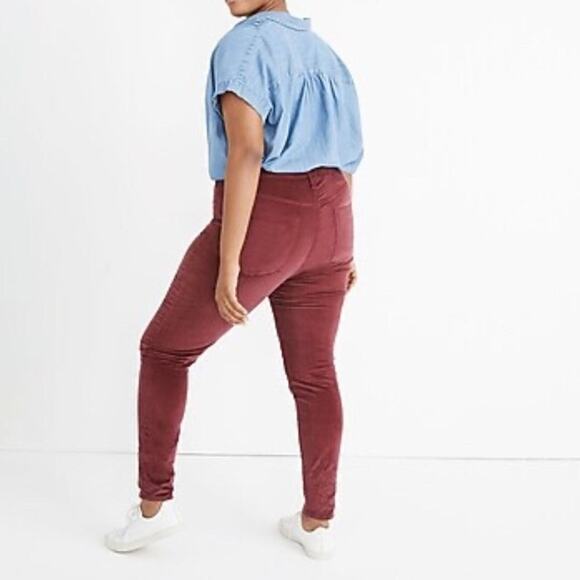 Madewell 10” High Rise Skinny Red Velvet Pants Women’s Plus Size 37 Tall NWT - Picture 2 of 6